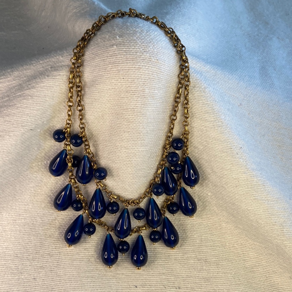 J Crew 22" Double Strand Blue Bobble Necklace